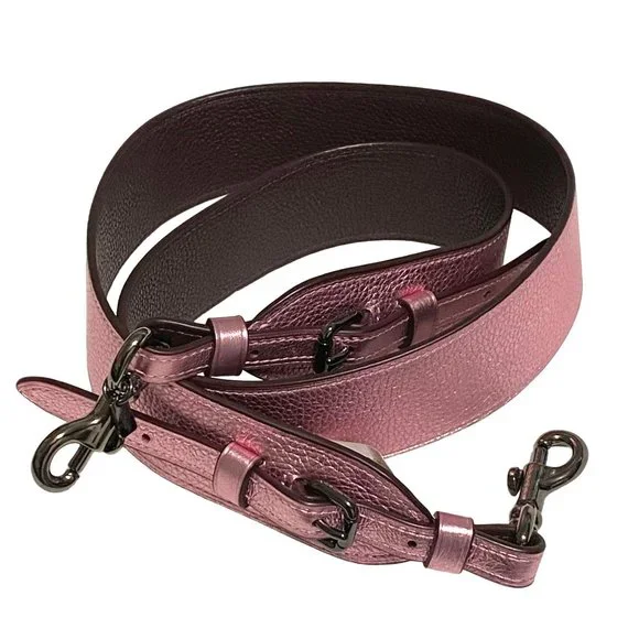 Coach Metallic Blush Pebble Leather Novelty Strap New Guitar Handbag Adjustable - Picture 2 of 12